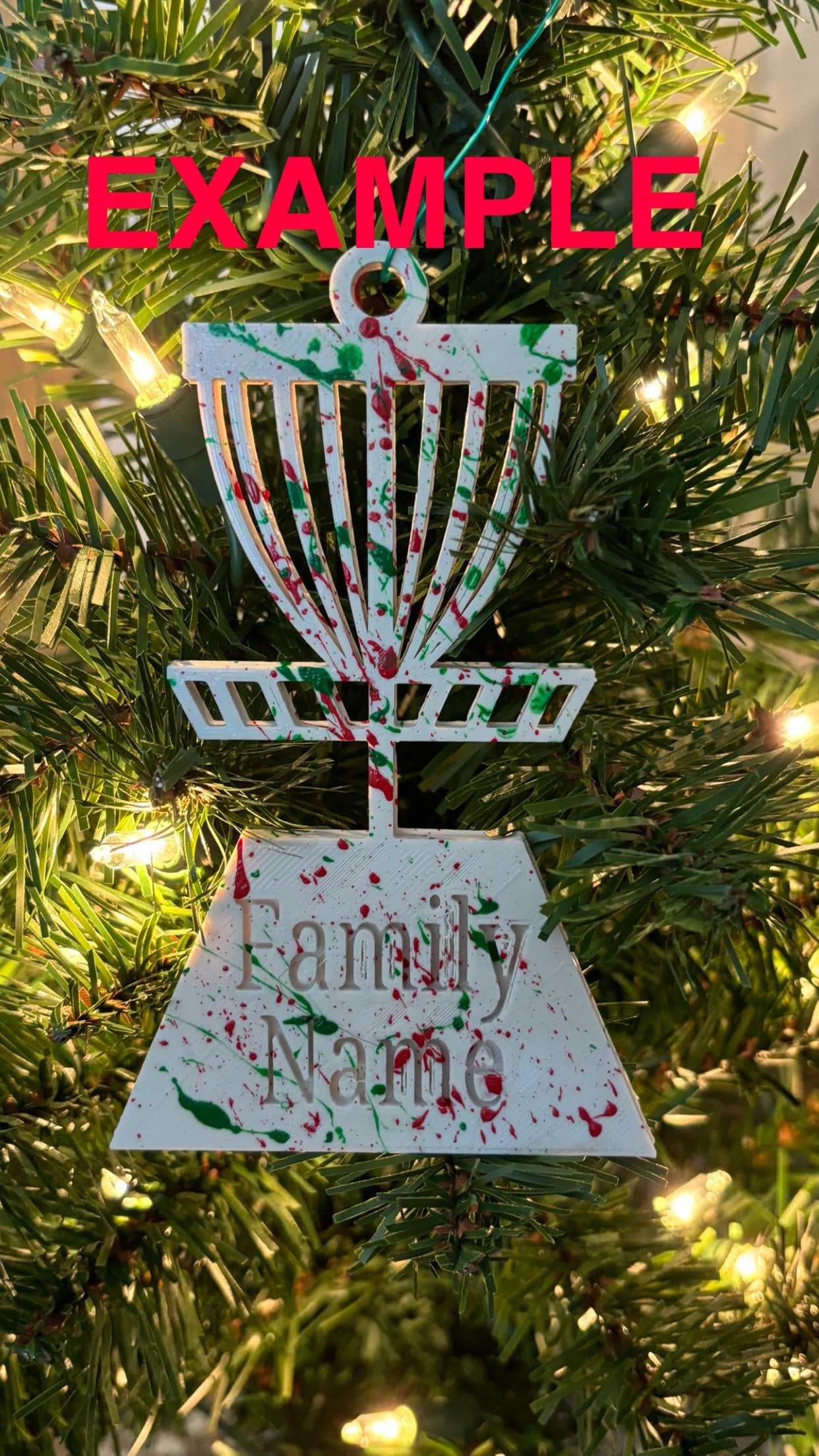 Customizable Disc Golf Basket Christmas Ornament