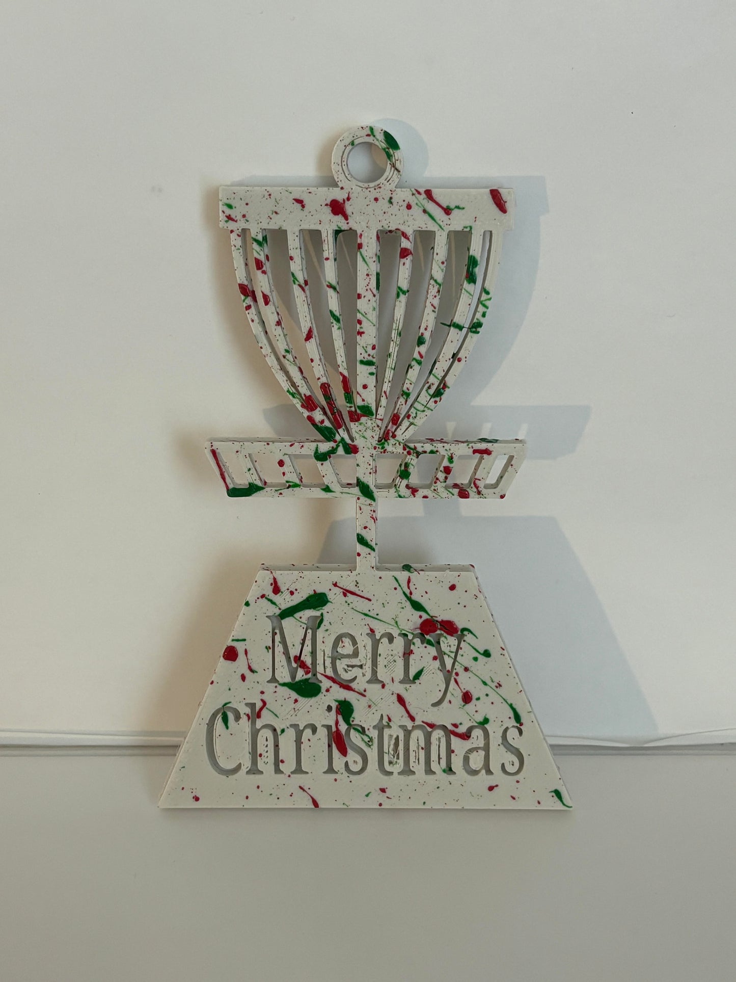 Merry Christmas Disc Golf Basket Christmas Ornament