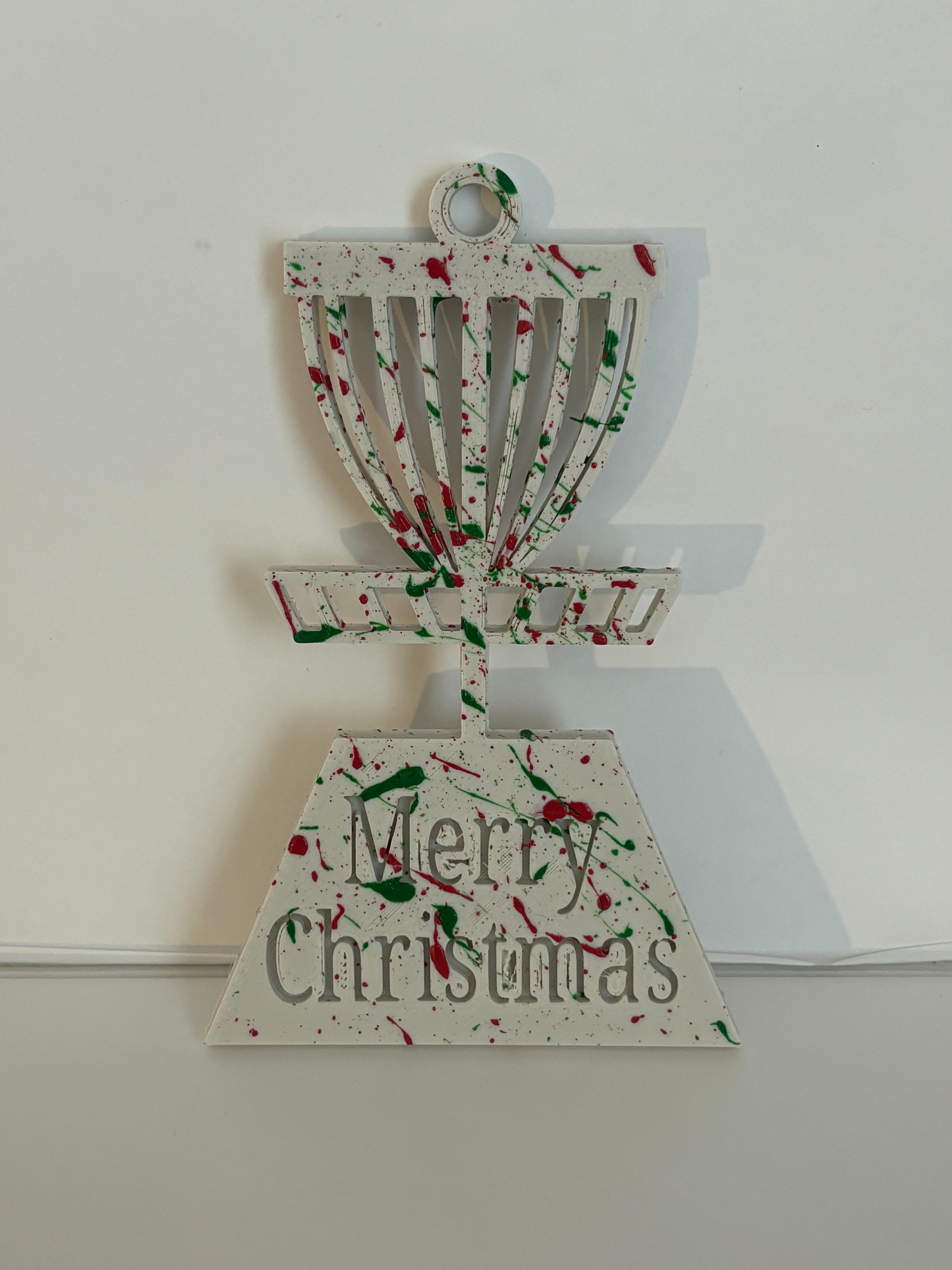 Merry Christmas Disc Golf Basket Christmas Ornament